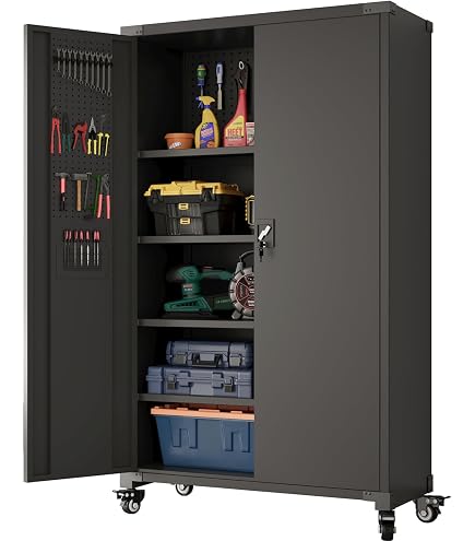 Amazon.com: ANTISTA Large Metal Cabinet Two Lockable Doors Four